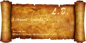 Lohner Donát névjegykártya